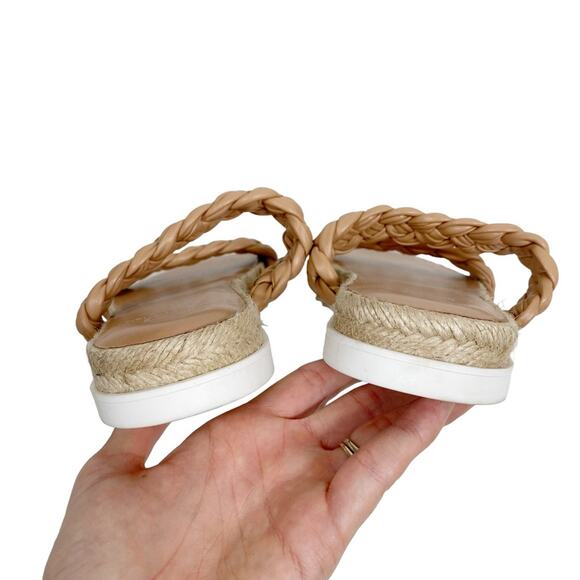 MARC FISHER Jamie Slip On Woven Leather Flat Espradrille Slide Sandals - Picture 5 of 8